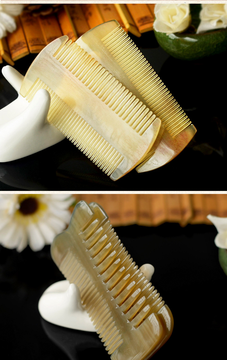 Natural Horn Beard Comb Double Sided Fine Teeth For Grooming_voghion.com