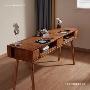 24 New Double-Layer Retro-Style Solid Wood Multi-Drawer Storage Manicure Table with Vacuum Cleaner Single and Double Russian Manicure Table