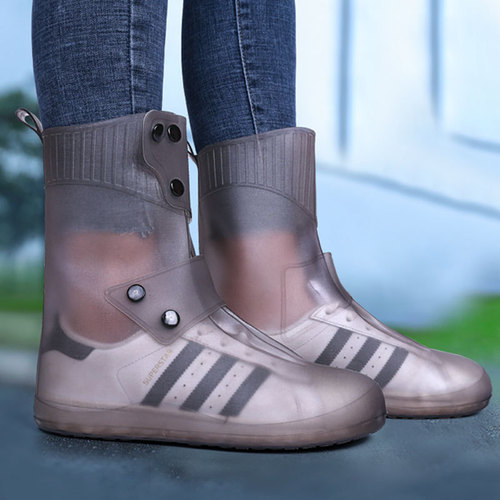 Rain boots waterproof adult unisex anti-slip thick wear-resistant children's silicone rain boot covers mid-calf water shoes