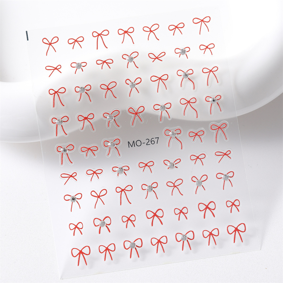 Etiqueta engomada de uñas con lazo de diamantes de cristal de estilo caliente de celebridades de Internet Etiqueta engomada de decoración de uñas en relieve simple japonesa en blanco y negro con diamantes