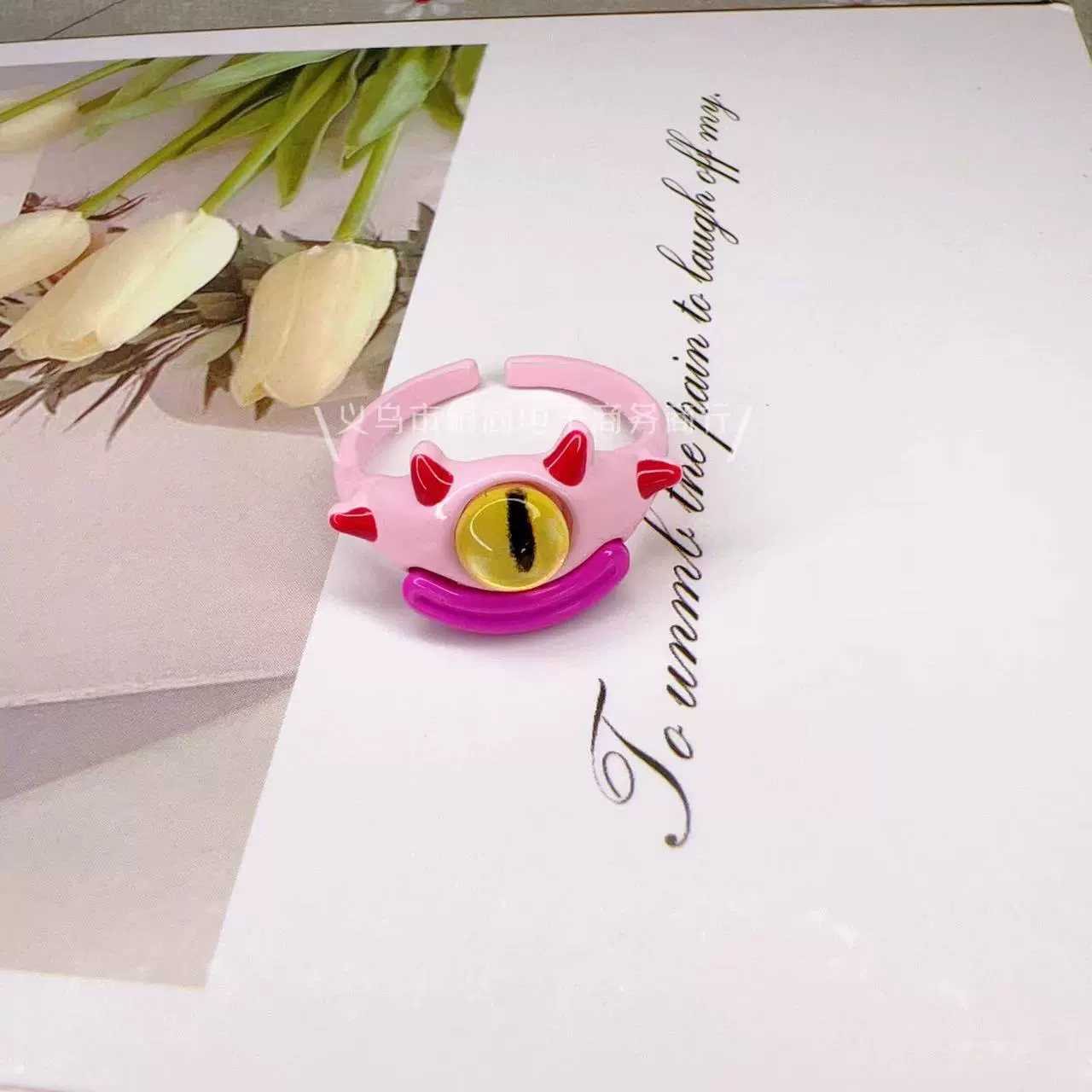 Cute cartoon one size ring, funny monster for elementary school students for beloved
