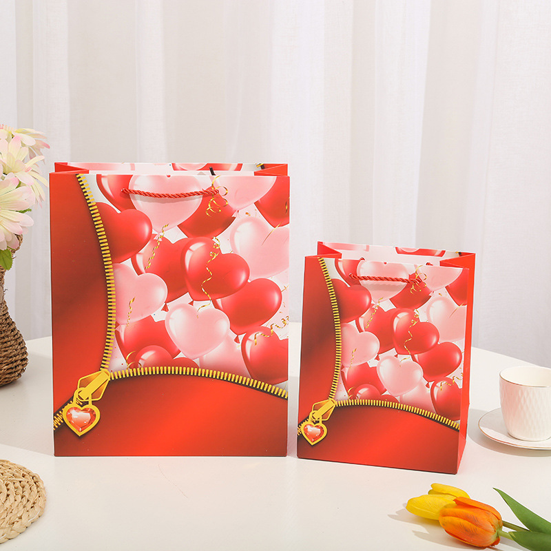 情人爱心结婚礼品袋手提袋烫金撒粉纸袋生日回礼伴手礼包装白卡纸