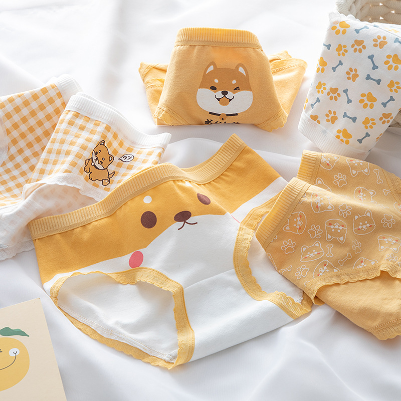 Japanese cute cartoon breathable women's cotton underwear women's cotton crotch knitted waist student girls' underwear wholesale