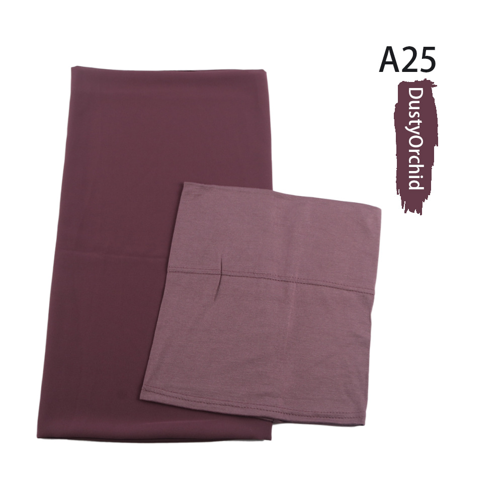 Muslim Women Chiffon HIjab With Matching Under Cap Hijab Headscarf Chiffon Long Shawl With Match Color Jersey Inner Caps