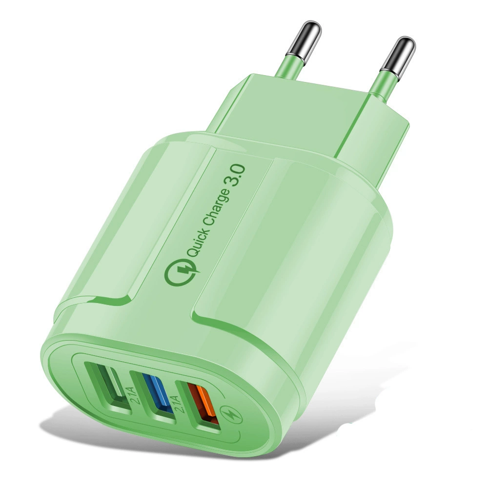 Зарядное устройство в цвете макарун, USB-зарядник с 3 портами, 5V 2A, адаптер для американской вилки