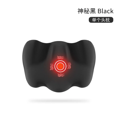 Car lumbar support electric massage heating waist pad seat back cushion driver waist pad car suit headrest pair (Waist support) - single-headrest-mysterious-black-upgraded-massage-heating-model