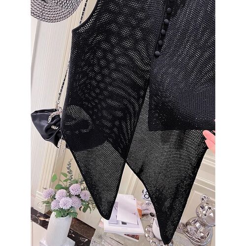 Summer Fashion Thin Knit Cardigan Vest Top for Women, Unstructured French Design Sensibility with Lattice, Loose Outerwear