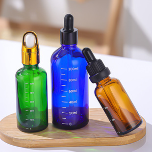 Customized Logo Glass Essential Oil Bottle, Rubber Tip Dropper Bottle, Various Specifications of Essence Liquid Sub-Bottles, Skin Care Product Packaging Bottles