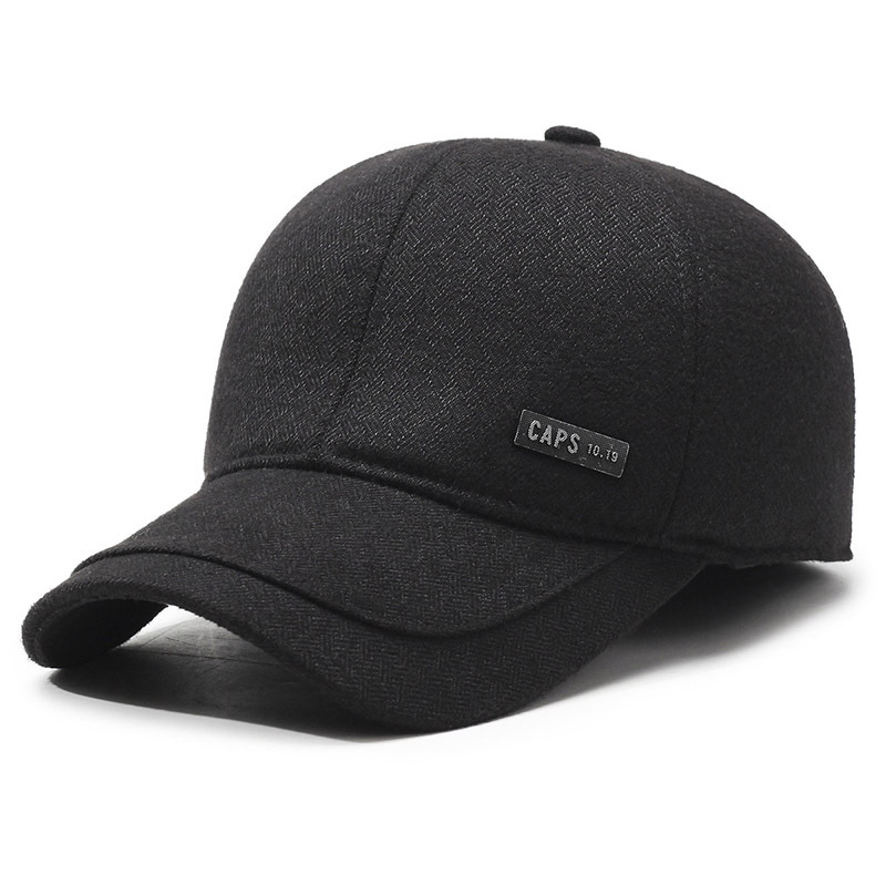 Chapeau en velours épais avec protection des oreilles pour les personnes âgées, casquette de baseball chaude et résistante au froid pour les hommes d'automne et d'hiver, d'âge moyen_voghion.com