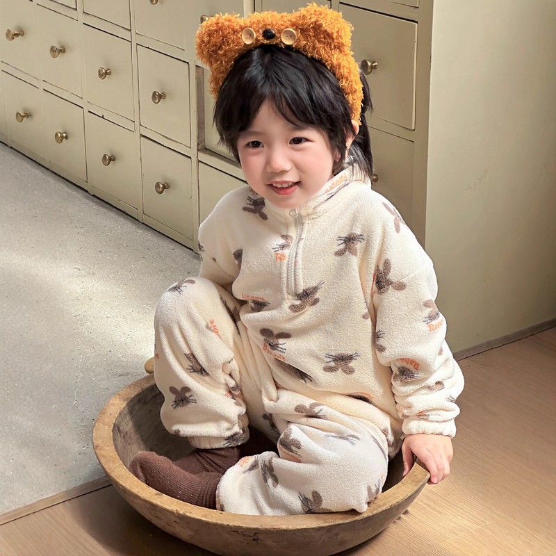 儿童睡衣男童珊瑚绒秋冬季加绒加厚女孩2025新款法兰绒宝宝家居服|undefined