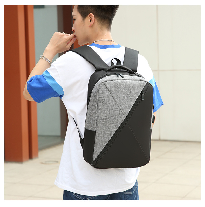 New simple and individual color-blocked backpack, large-capacity fashionable and trendy backpack, business commuting, student computer schoolbag undefined