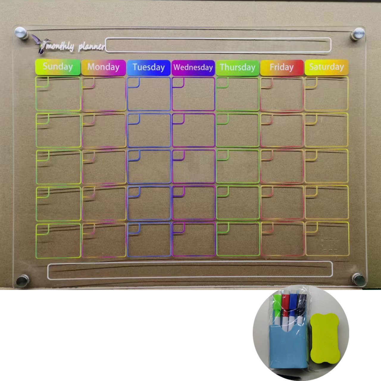 Aitee acrílico magnético seco borrar tablero calendario adecuado para refrigerador transparente seco borrar calendario adecuado para refrigerador image 13
