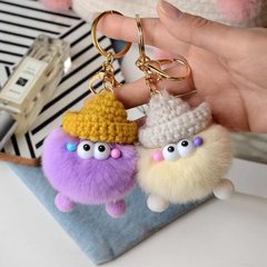 地攤貨源小煤球網紅獺兔毛球可愛書包掛飾汽車鑰匙扣手機掛件批發