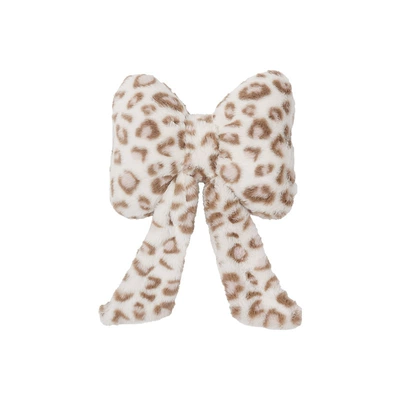 Lumbar Support, Headrest - rabbit-fur-leopard-print-ribbon-headrest-white