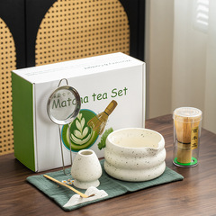 陶磁抹茶うんこ碗砂点日本式抹茶用茶器セット茶竹抹茶ブラシ百本立セット