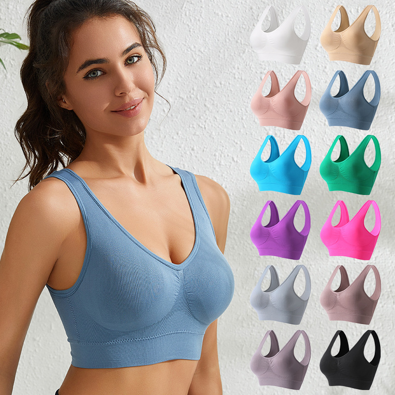Women's sports bra plus size wireless sexy push-up beauty back yoga vest European and American fitness running yoga underwear