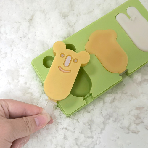 Three Trust Cute Bear Popsicle Silicone Mold Dinosaur Home Ice Stick Freeze Ice Cream Cover Tool
