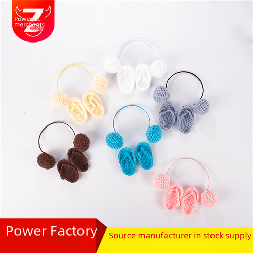 Newborn photography props, small slippers, knitted infant photo props, headset props, mini ear bag set
