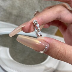 轻奢时尚圆珠戒指女镶嵌锆石几何食指戒开口可调节戒圈小众设计潮