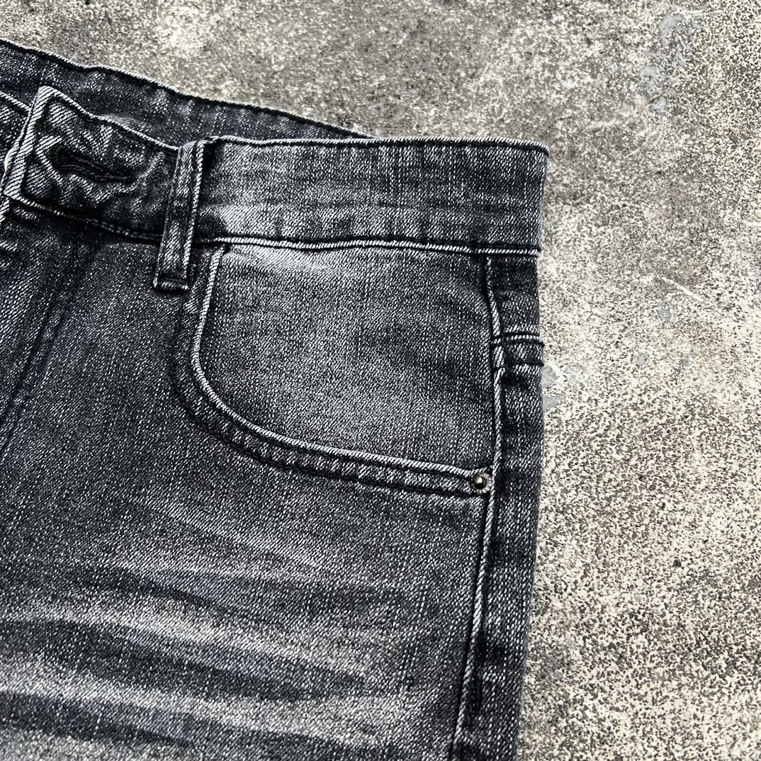DC Retro Black Bamboo Cotton Flared Jeans High Version Faded Lightning Pattern for Men And Women mid Waist Straight Pants_mkmklike.com