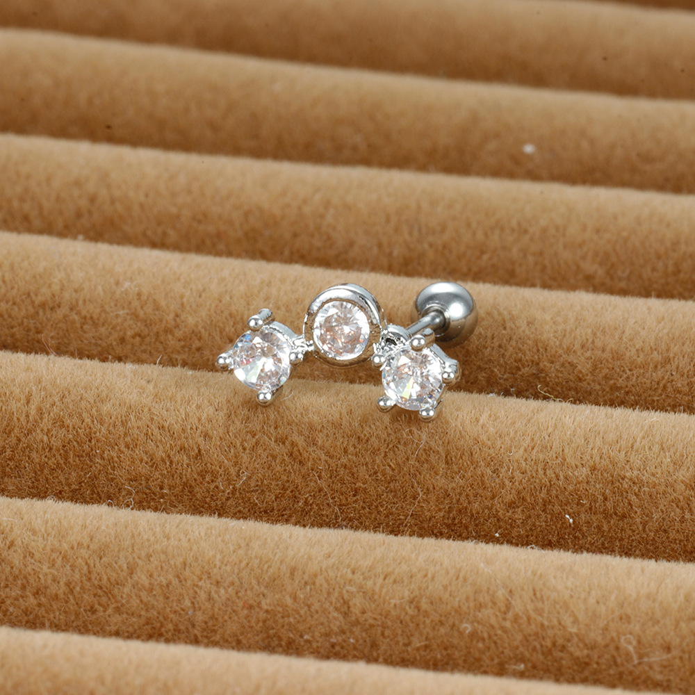 3g Weight Zircon Inlay Material Cartilage earrings Classification 1 Piece Quantity Daily Occasion Stainless Steel Material Geometric Pattern Women's Gender Plating, Inlay Design Simple Style Style 1 Piece Simple Style Geometric Plating Inlay Stainless Steel Zircon Cartilage Earrings 11