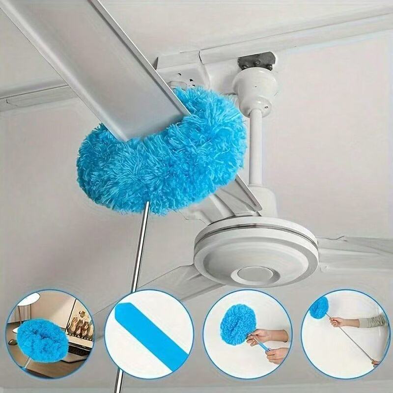 Household extended retractable stainless steel ceiling fan dust duster ceiling artifact dust brush feather small duster