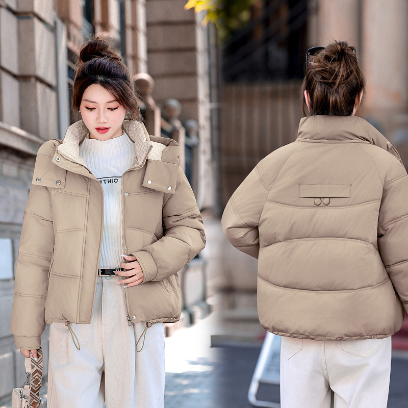 Sombrero desmontable ropa de algodón corta de invierno de mujeres 2025 nuevo algodón ropa de algodón gruesa calentamiento chaqueta de algodón de moda coreana de mujer