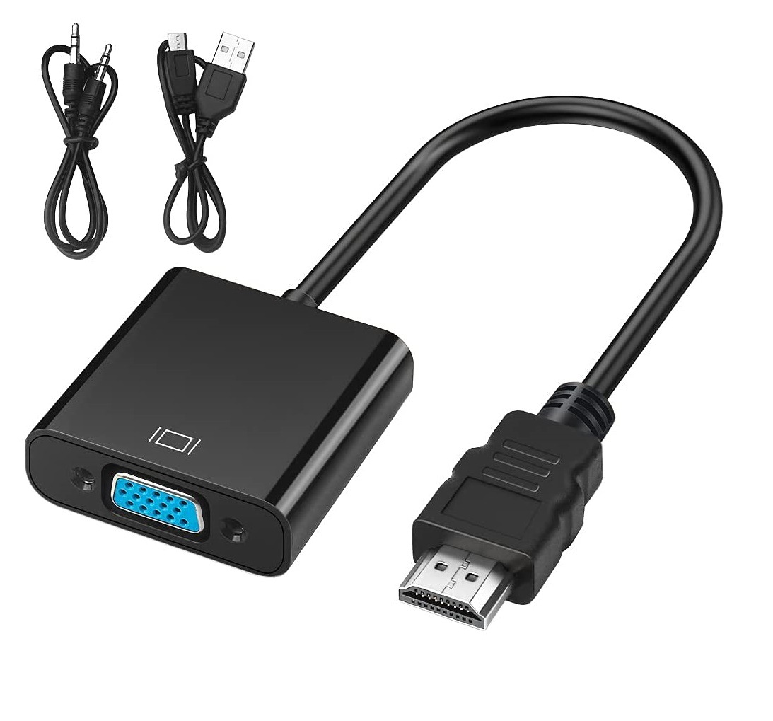 HDMI a VGA con cable de conversión de fuente de alimentación de audio cable HD HDMI a VGA cable adaptador conector de cable de conversión