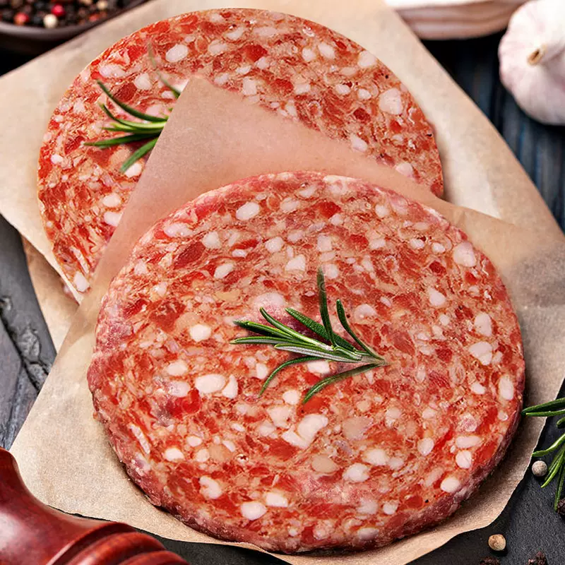 纯牛肉牛肉饼定制加工汉堡商用家用批发速冻牛肉馅定制包装黄牛肉
