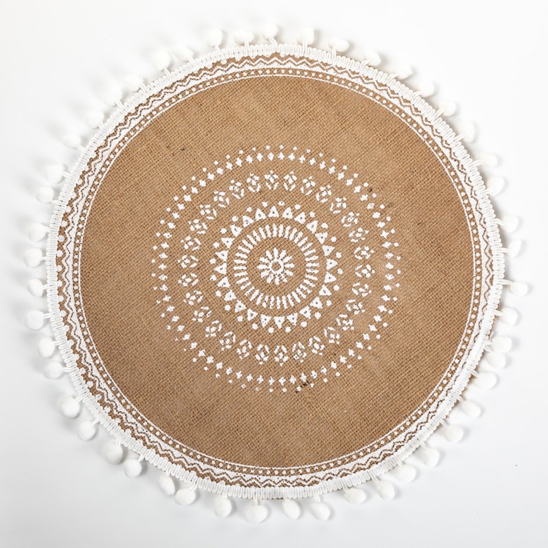 Inventario redondo de yute bordilla trenzada almohadilla de mesa ambiente decoración almohadilla de mesa retro almohadilla aislante térmico