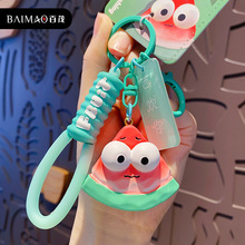 百茂原创树脂木雕风蔬果系列钥匙扣创意搞怪爆眼西瓜钥匙链包挂件