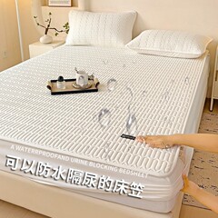 A类全棉夹棉防水床笠三件套纯棉隔尿席梦思床垫保护套防尘滑床罩