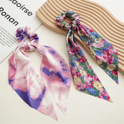 New European and American Style Tie-dye Fabric Braided Hairband Big Bow Hair Circle Headpiece Cross-border Women's Hair Band Square Scarf Hair Circle 