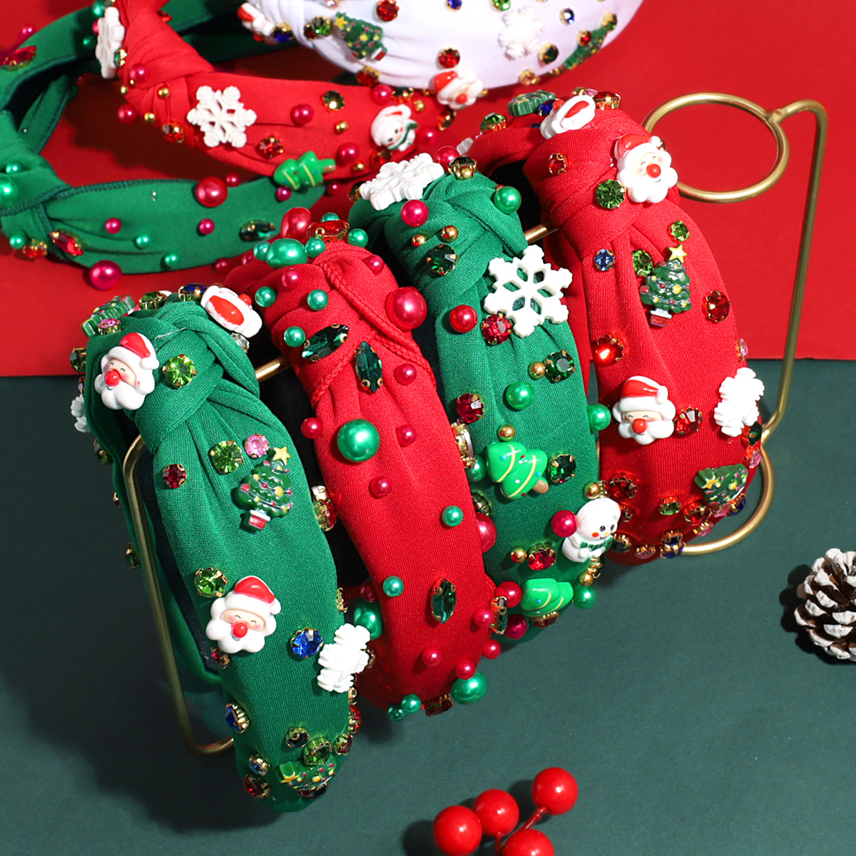 141g Weight Hair Band Hair Accessories Type 1 Piece Quantity Daily Occasion Christmas Festival Santa Claus Pattern Women's Gender Flakes Design Vacation, Simple Style Style Christmas Vacation Simple Style Women's Santa Claus Flakes Hair Band 1
