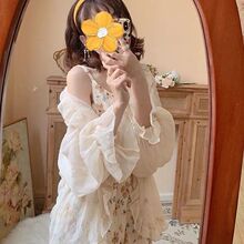 配吊带裙子的小披肩外搭罩衫雪纺开衫女夏季学生防晒衣超仙女短款