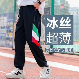 Boys' Outdoor Ice Silk Quick-Drying Pants Summer Thin Big Kidsren's Anti-Mosquito Pants Kidsren's Sports Breathable Loose Elastic Pants