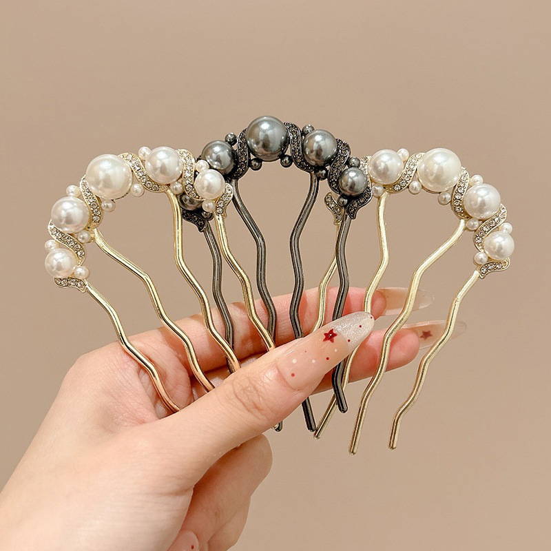 Perla de alta sensación pinzas de cabello en forma de U para las mujeres 2025 nuevo cabezal de cabeza posterior bola de cabeza pinzas de cabello pinzas de cabello tocado