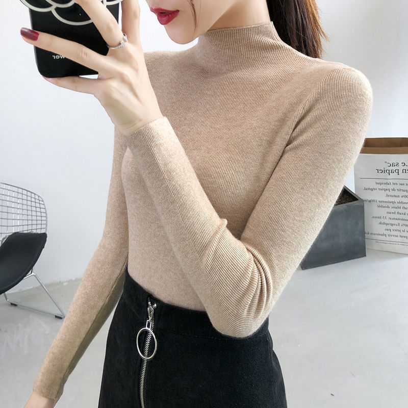 Half Turtleneck Bottoming Knitwear for Women 2025 Autumn and Winter New Style Super Hot Ins Trbottomy Style Slim Fit Inner Knitwear Top