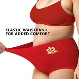 万圣节大红圣诞女士内裤高腰收腹提臀三角裤亚马逊外贸大码内裤