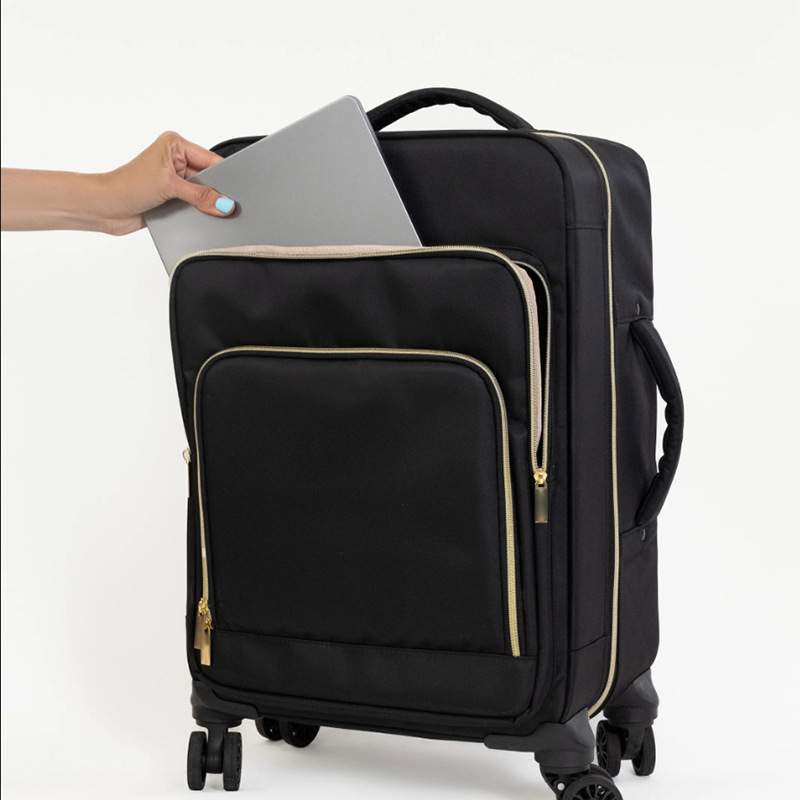 Vali vải Oxford 20 inch chống sốc, chắc chắn, bền bỉ, mở trước khi lên máy bay — Màu đen chi tiết 3