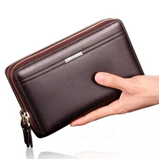 Foreign Trade Supply Multi-Card Slot Men's Clutch Double Zipper Large Capacity Men's Business Clutch Bag Men's Clutch Bag Card Bag