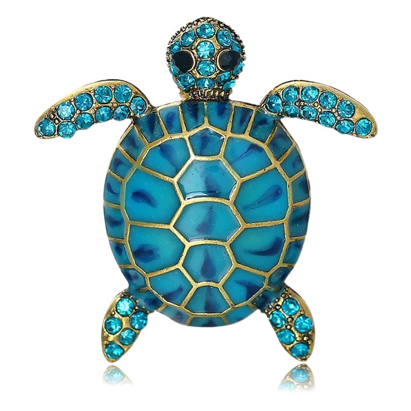 Moda creativa tortuga animal broche personalidad exagerada diamante gota aceite insignia vintage pin Ropa Accesorios al por mayor