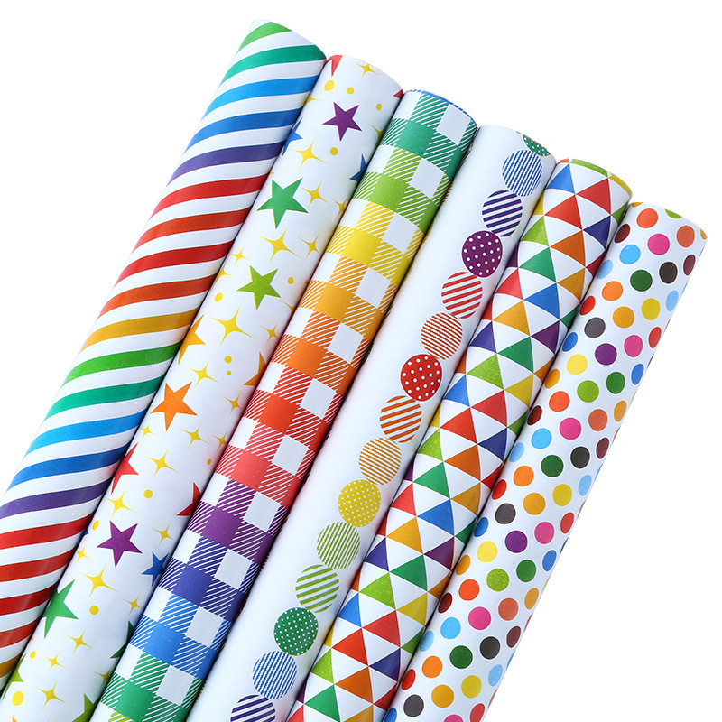 Patrón geométrico transfronterizo Papel de regalo de cumpleaños del día de los niños Papel de regalo diy Papel de regalo Libro en stock al por mayor