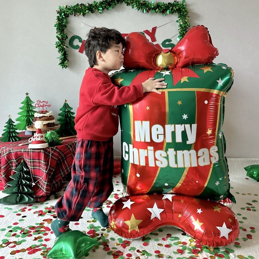 Decoración de props atmósfera de decoración 2024 Navidad de pie viejos globos de película de aluminio gigantesco café bar centro comercial
