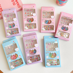 Children's Nail Sticker Girl's New Back Adhesive Self-adhesive Wearable Nail Sheet Cartoon Princess Toy Bracelet Hair Clip Set