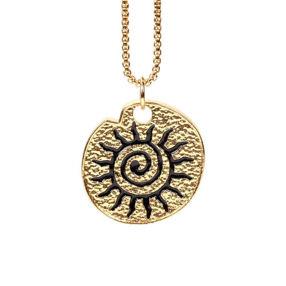 Retro Sun Oil Dropped Stainless Steel Necklace Wholesale Nihaojewelry display picture 3