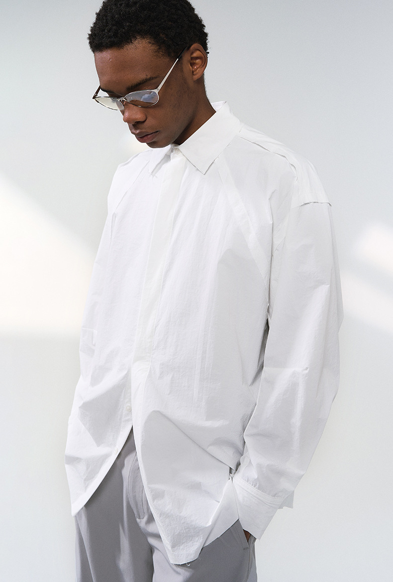 Broken Edge Fashion Shirt for Men Streetwear Hip Hop Loose Causal