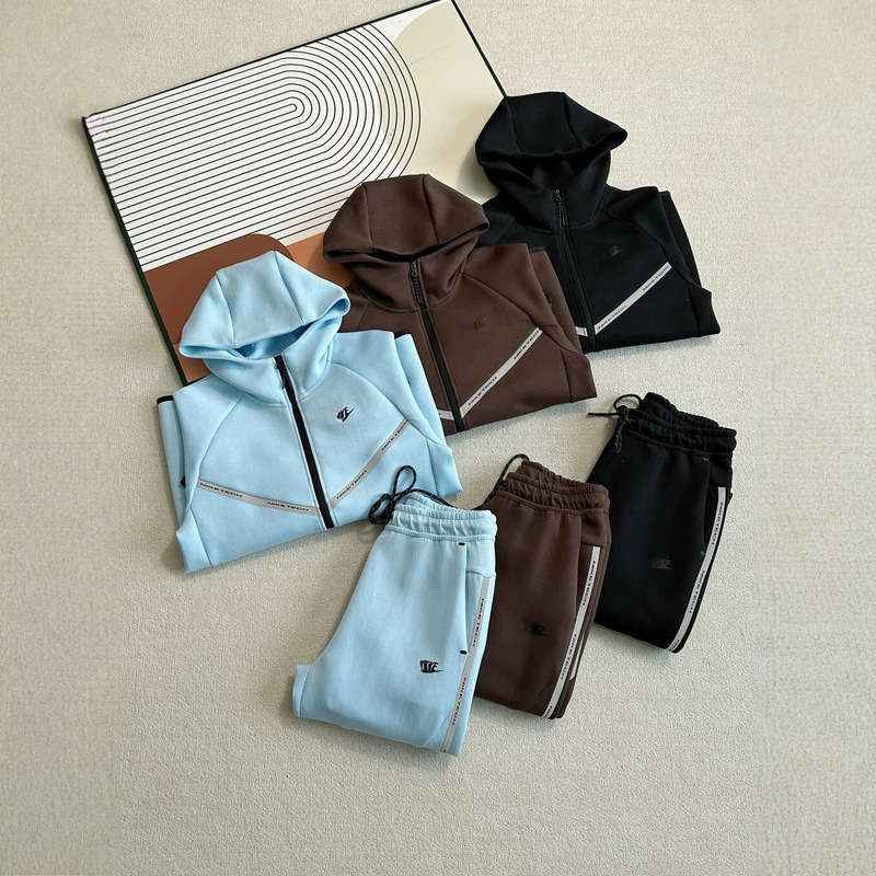 26 Autumn Cross-Border Men's Hooded Reflective 3M Stripe Simple Casual Long Pants Sports Suit Model No. 6537+6540 26 Autumn Cross-Border Men's Hooded Reflective 3M Stripe Simple Casual Long Pants Sports Suit Model No. 6537+6540