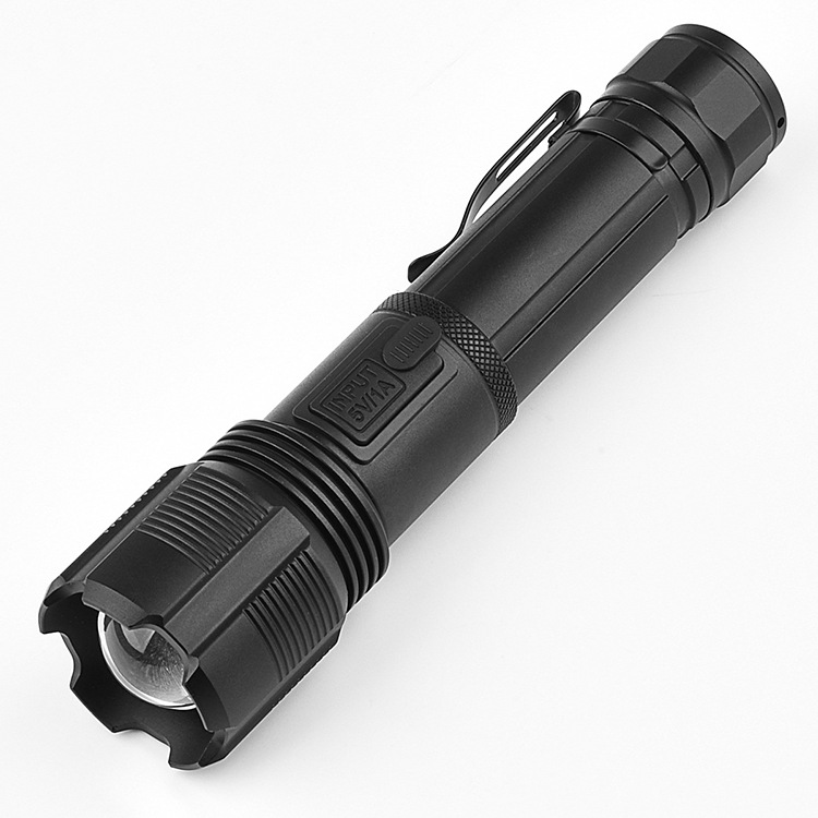LED Flashlight Type-C Rechargeable Aluminum Alloy Tactical Portable Waterproof Outdoor Zoom Strong Light P50 Flashlight
