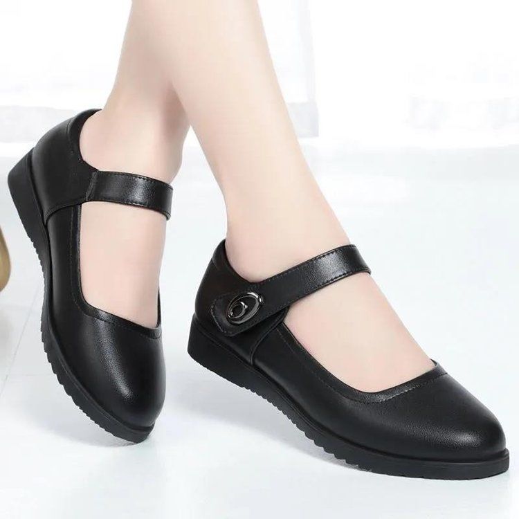 Primavera y otoño de mamá, zapatos de cuero suave, zapatos de cuero de madurez, zapatos de cuero de madurez, zapatos anti-deslizantes de madurez, zapatos de solos de madurez